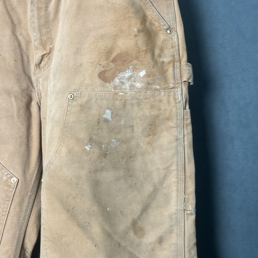 Vtg Carhartt B01 BRN Double Knee Cut Hem Work Pants Mens 34x27 (Tag 34x36) USA - Picture 6 of 11